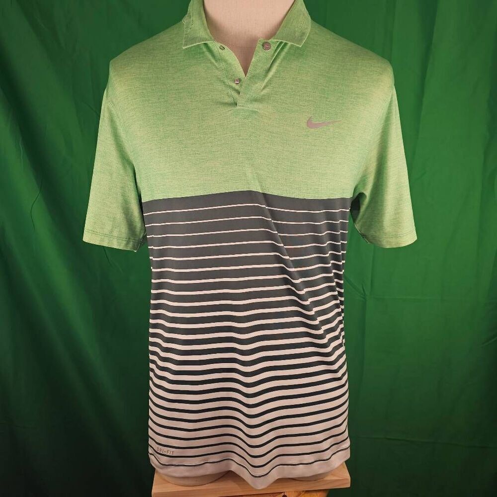 NikeโDri Fit Tiger Woods Collection Mens Green Short Sleeve Polo Golf Shirtโ S